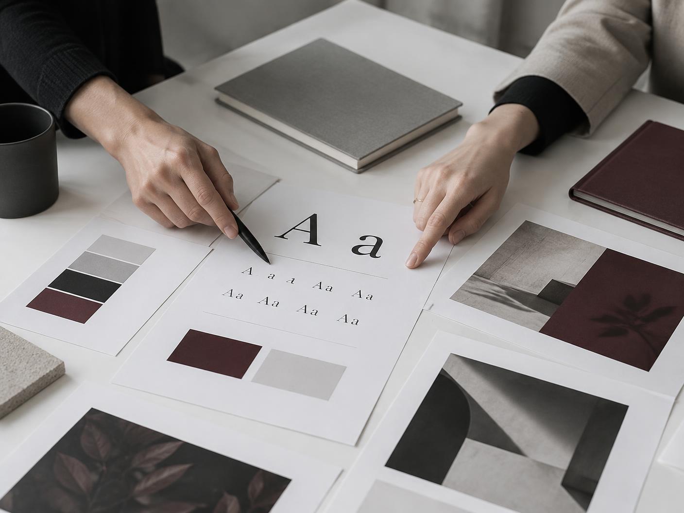 Équipe examinant un système typographique